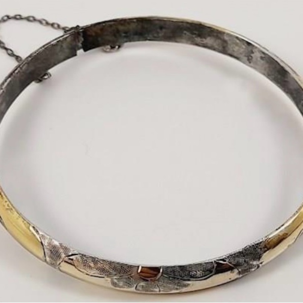 Elegant Vintage Sterling Silver and Gold Tone Bracelet